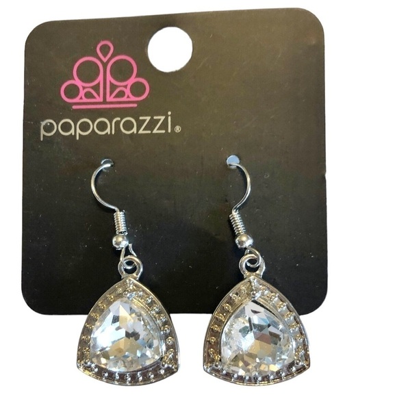 Paparazzi Midnight Social Sparkly Rhinestone Dangle Earrings Prom - Picture 2 of 4
